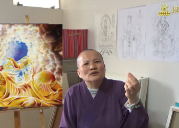 從生活參悟神佛智慧 彌智開談《拈花微笑 自在如來》畫作